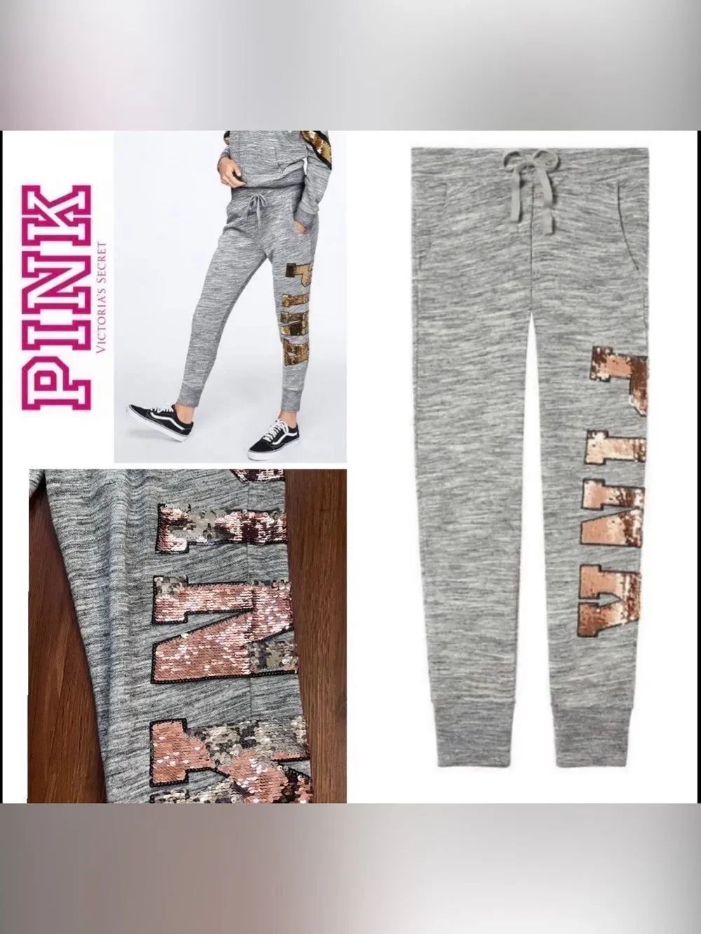 VS PINK BLING SKINNY JOGGERS SWEATPANTS MEDIJM
